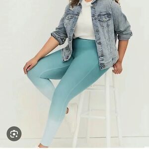 Torrid Dip Dye Full Length Fleece Lined Teal Ombre Leggings Women's 2X Cozy Core